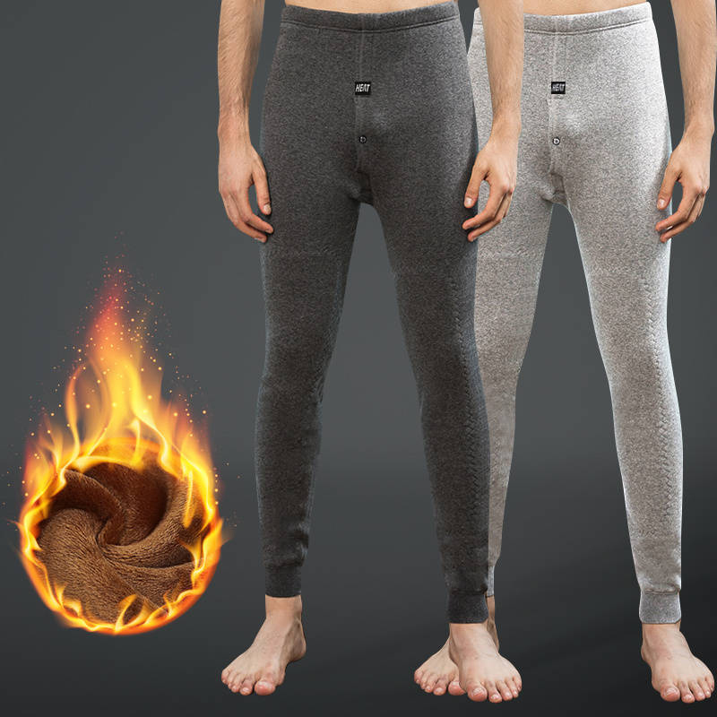 Winter Thermal Underwear Bottoms Mens Leggings Thermos Pants Male Warm Wool Cotton Thicken Underwear Trousers Men's Warm Pants 201023