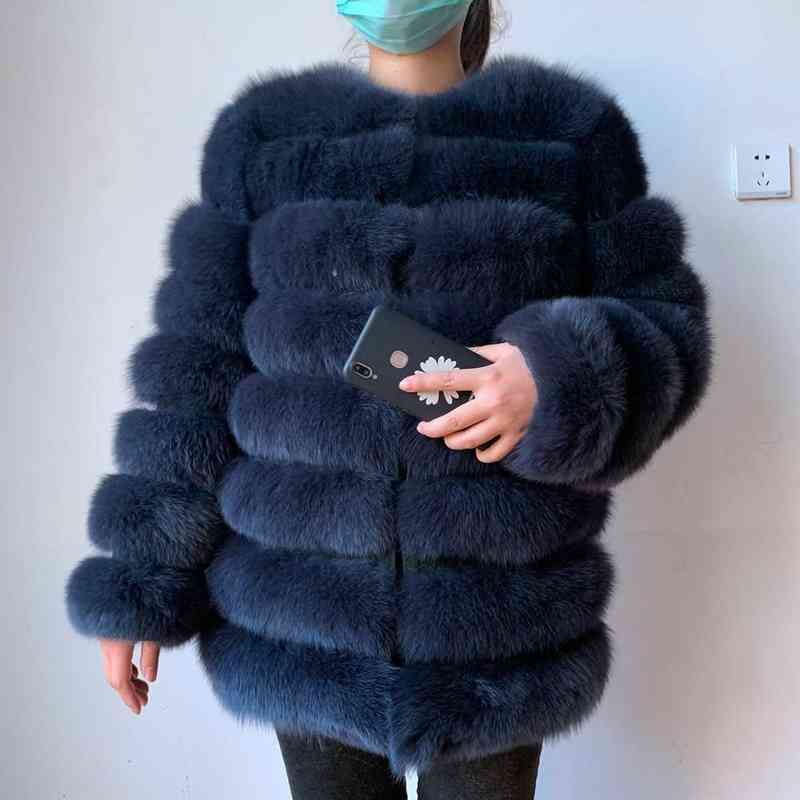 70CM 100% Real fur real coat outfit long sleeves quality silver women winter warm thick natural coats 220107