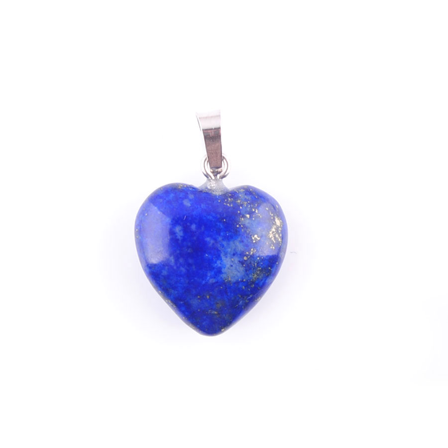 WOJIAER Love Heart Silver Plated Reiki Chakra Pendant Jewelry Natural Tigers Eye Agate Amethyst Gem Stone Bead BN345