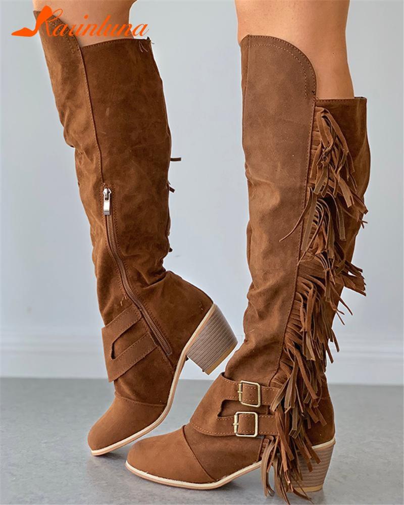 woman's new design dropship hot sale shoes Vintage Western Boots Fringe Knee High Boots Buckles Chunky Heels Autumn Winter, Brown
woman's new design dropship hot sale shoes Vintage Western Boots Fringe Knee High Boots Buckles Chunky Heels Autumn Winter, Brown