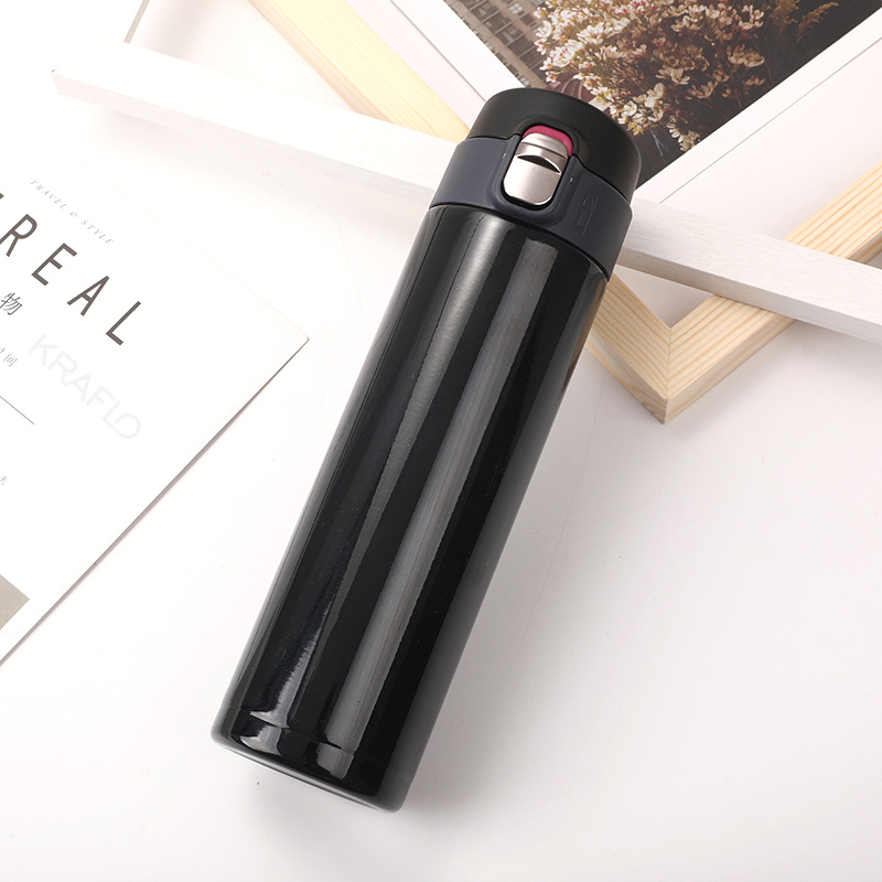 wholesale 500ml factory price Portable Thermos Mug with bounce lid Printable logo Seal Stainless Steel Vacuum Flasks vacuum cup For Car Water Bottles
