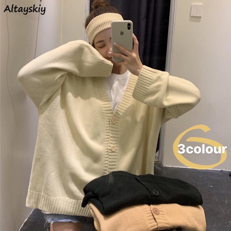 Cardigan Women Retro Jumper Top Minimalist V-neck Harajuku Student Basic Sweater Knitted Oversize Fashion All-match Spring Daily T200820, Apricot
Cardigan Women Retro Jumper Top Minimalist V-neck Harajuku Student Basic Sweater Knitted Oversize Fashion All-match Spring Daily T200820, Apricot