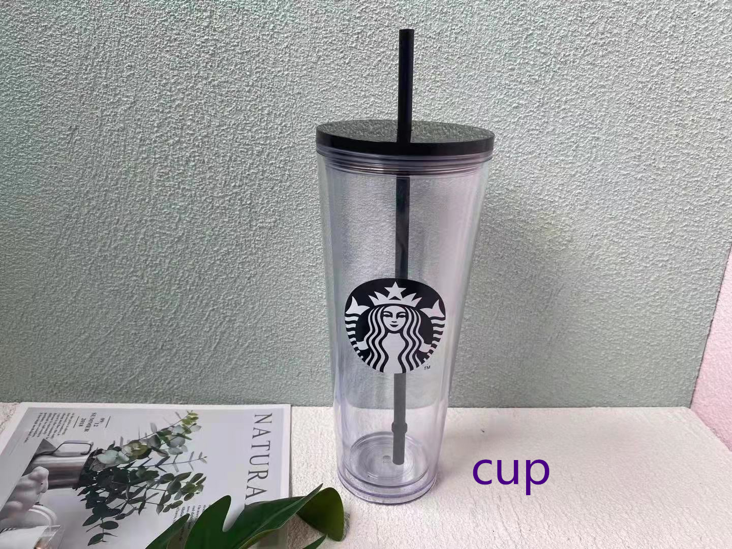 20piece 24oz/16oz Double plastic tumbler Bottom Cup Goddess Gift Lid reusable transparent drinking flat tumblers straw Free shipping