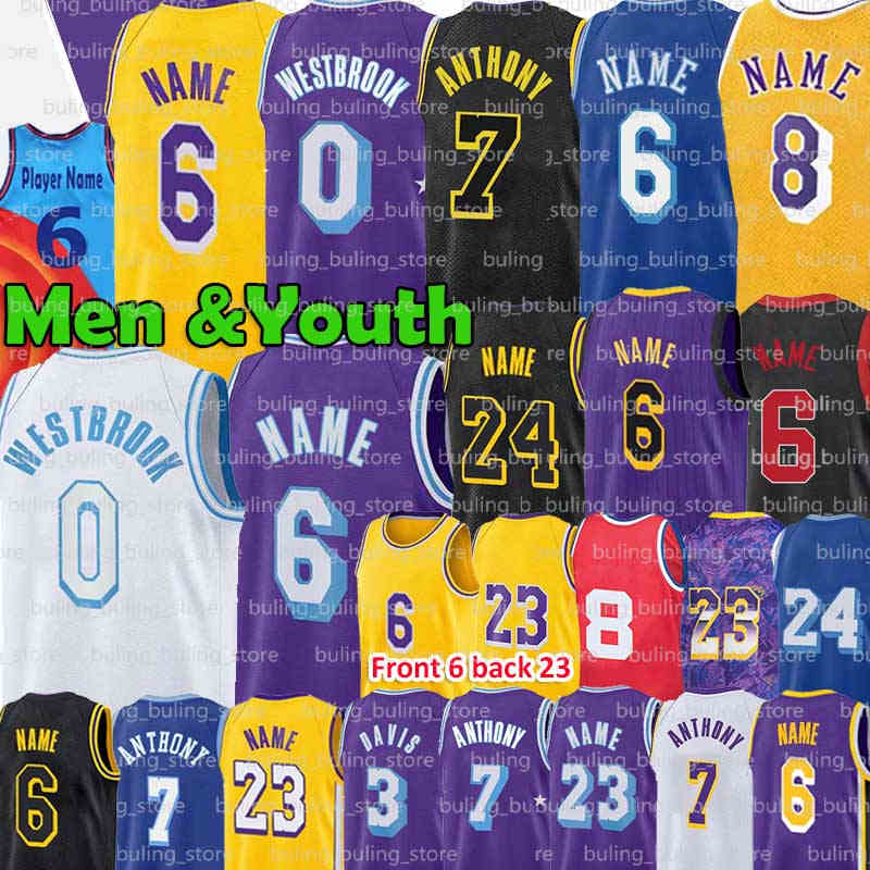 Russell 0 Westbrook Basketball Jersey 75th 7 Carmelo James Davis 3 Anthony 23 6 Space Jam 21 22 Tune Squad LeBron Yellow White Purple black LBJ Mamba Mens Kids Youth 2022 от DHgate WW