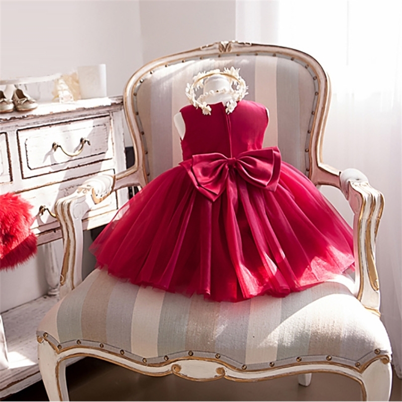 Mother Daughter Dresses Christmas Matching Dresses Wedding Princess Mom and Me Clothes Wedding Party Red Eveing Dress LJ201112