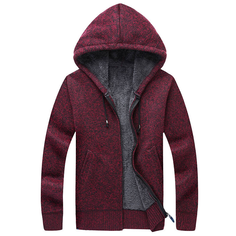 Winter Men Jacket thick velvet hooded fur jacket mens winter padded knitted sweater Cardigan Spring Outdoors 201221