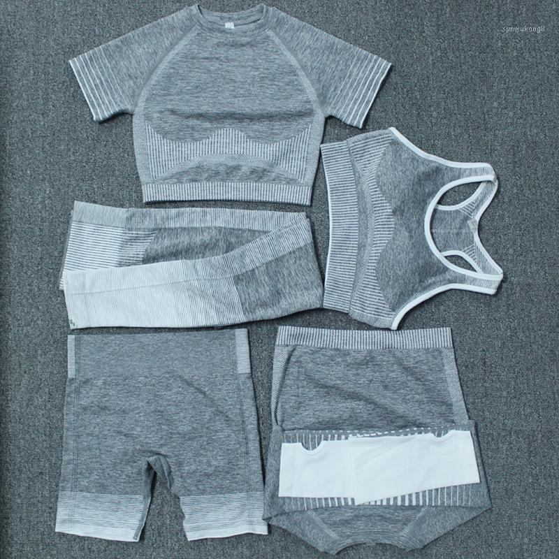 5 Piece Seamless Yoga Set Sport Clothes for Women Fitness Training Suit Gradient Sportswear Long Sleeve Gym Outfit Female Sets1, Green 
5 Piece Seamless Yoga Set Sport Clothes for Women Fitness Training Suit Gradient Sportswear Long Sleeve Gym Outfit Female Sets1, Green