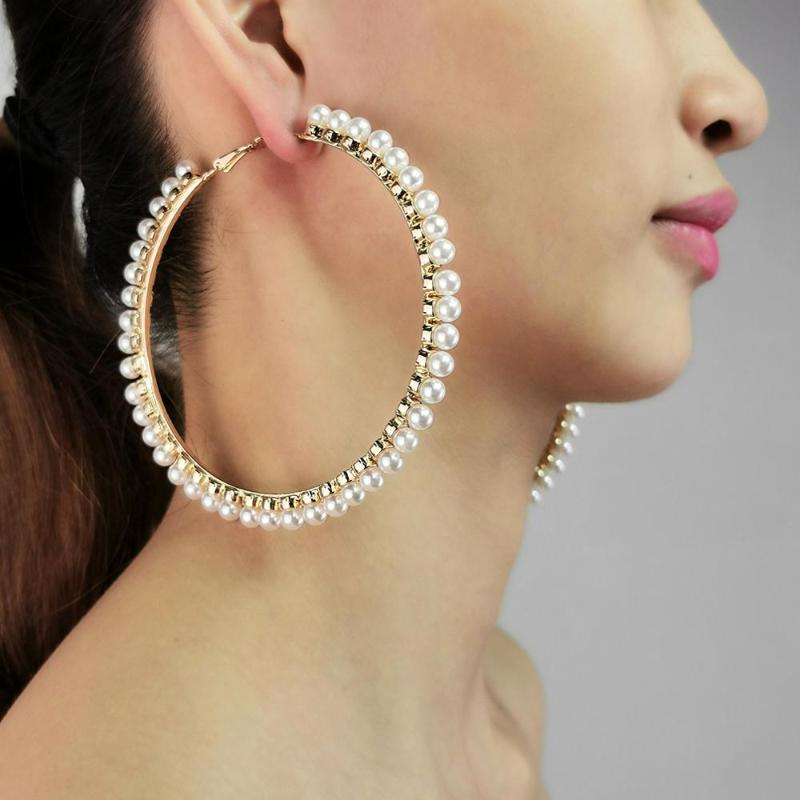 90mm Diameter Imitation Pearl Big Hoop Earrings For Women Statement Earrings Brincos Wedding Jewelry UKMOC
90mm Diameter Imitation Pearl Big Hoop Earrings For Women Statement Earrings Brincos Wedding Jewelry UKMOC