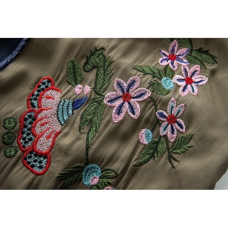 Embroidered Kimono Kaftan Open Front Tie Waist Trench Women Beach Top Contrast Binding Summer Long Trench Coats Outwear 201102