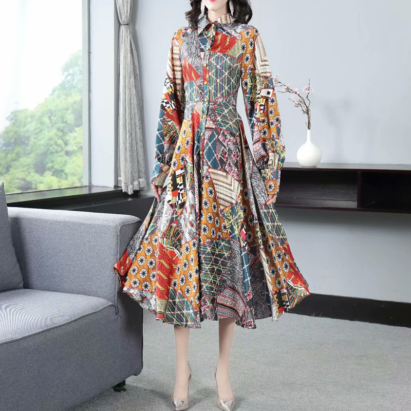 Boho Abstract Ethnic Impression Vintage Lantern Style Long Sleeve Single-breasted Shirt of Women Midi Spring and Summer X6ty, Multiple
Boho Abstract Ethnic Impression Vintage Lantern Style Long Sleeve Single-breasted Shirt of Women Midi Spring and Summer X6ty, Multiple