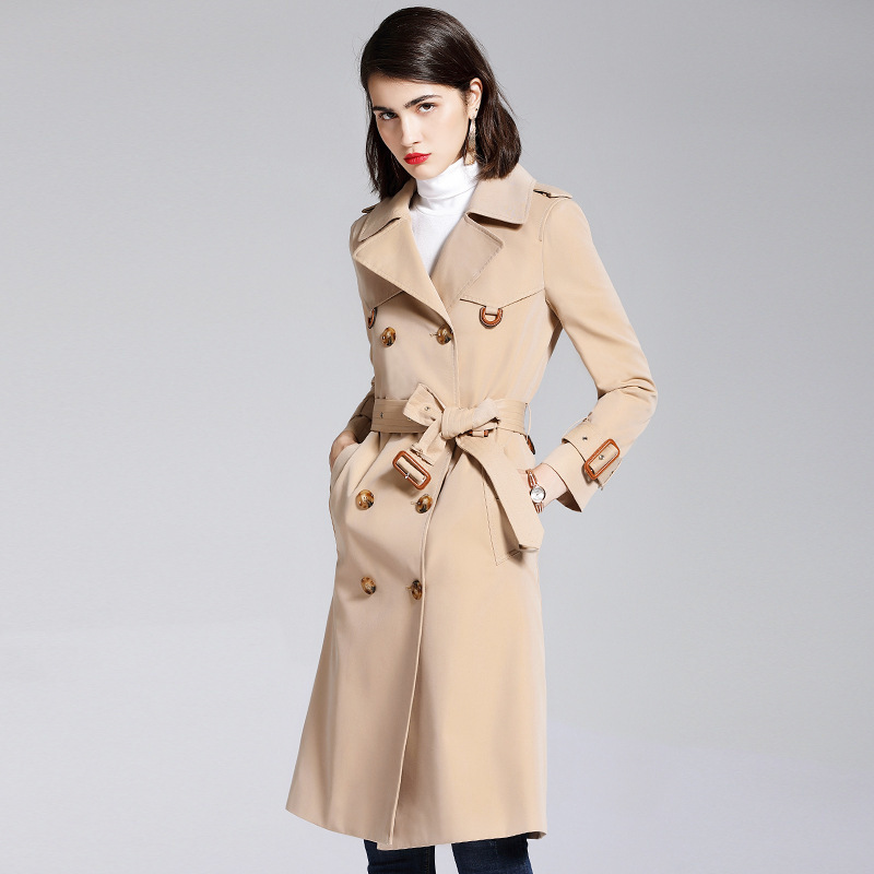 NAQIT Women's Clothing Trench women's midlength office jacket 2020 spring and autumn doublebreasted khaki windbreaker jacket T200805