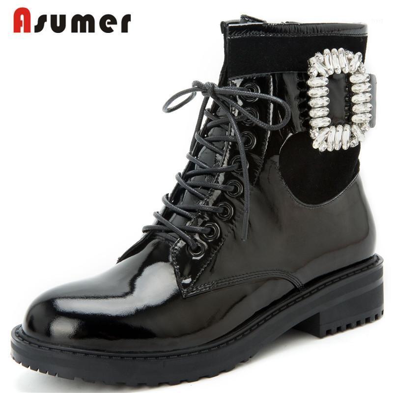 ASUMER 2020 New genuine leather boots women rhinestone lace up autumn winter boots square heel female ankle for women shoe1, Black cow leather
ASUMER 2020 New genuine leather boots women rhinestone lace up autumn winter boots square heel female ankle for women shoe1, Black cow leather