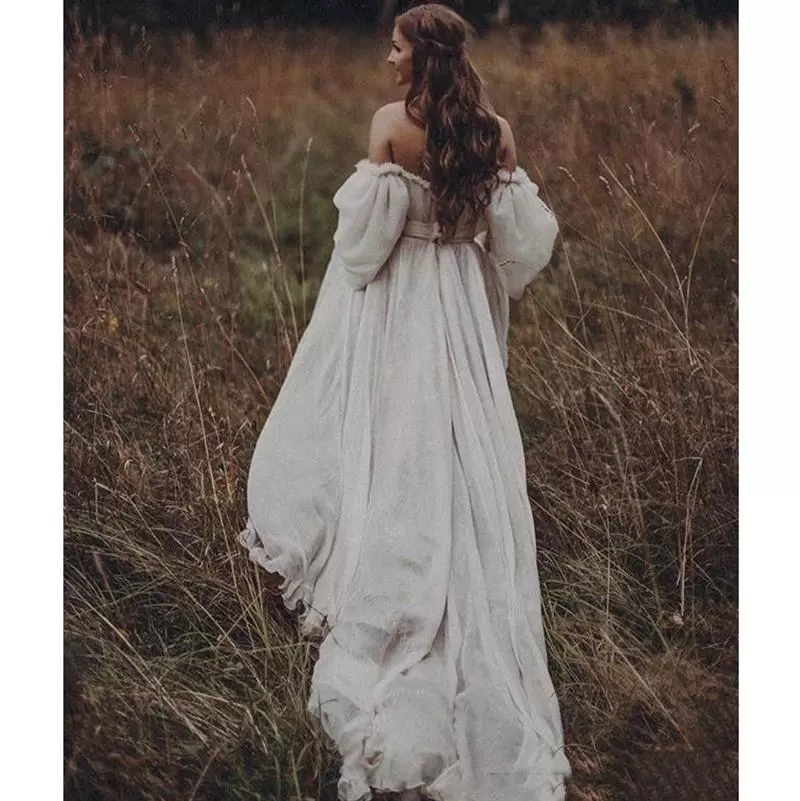 2022 Vintage Wedding Dresses Bridal Gown Off The Shoulder Strapless Short Sleeves Tule Sweep Train Castle Country Custom Made Plus Size Vestidos 401 6