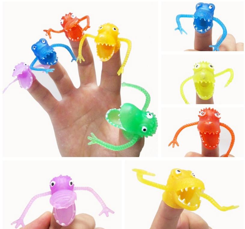 Dinosaur Finger Puppets Animal Bulk Soft Rubber Dino Head Stroy Toys Pinata Stuffer Party Favors Christmas Stocking Filler Gifts
