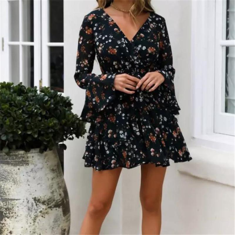 Casual Dresses Fashion Causal Slim Women Autumn Summer Boho Ruffle Floral Long Sleeve V-Neck High Waist Lady Party Evening Mini Dress, Black
Casual Dresses Fashion Causal Slim Women Autumn Summer Boho Ruffle Floral Long Sleeve V-Neck High Waist Lady Party Evening Mini Dress, Black