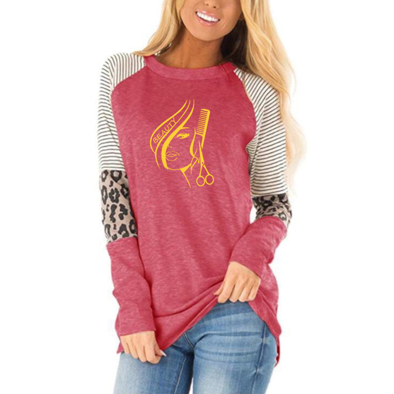 Hair Beauty Salon Barbershop Sexy Women T-Shirts Cotton Fashion Print T Shirt Long Sleeve Loose Fit Clothes Plus Size 201028