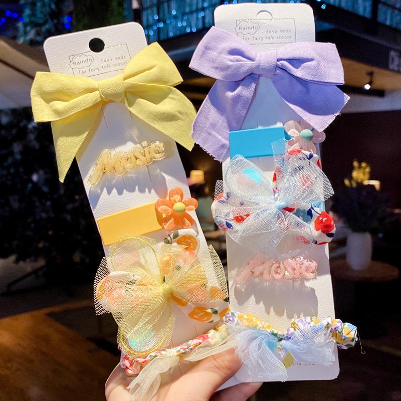 5 Pcs/Set Children Cute Cartoon Flower Bow Ornament Hair Clips Girls Acrylic Fruit Barrettes Hairpins Kids Hair Accessories, Pineapple-5 pcs