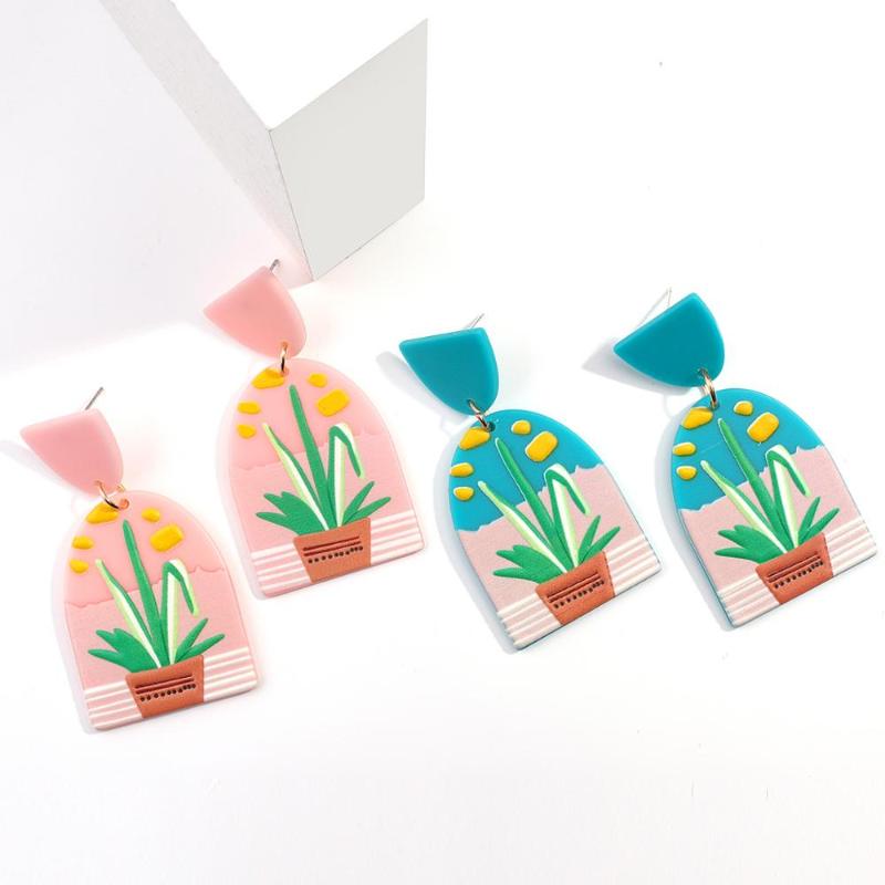 AMORCOME Trendy Simulated Polymer Clay Earrings with Potted Plants Pattern Pink Blue 3D Acrylic Drop Earring Women Girls Jewelry
AMORCOME Trendy Simulated Polymer Clay Earrings with Potted Plants Pattern Pink Blue 3D Acrylic Drop Earring Women Girls Jewelry