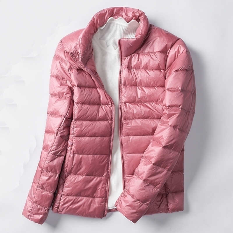 Womens Short Bomber Jacket Ultra Thin Super Light Spring Autumn Ladies Slim Coat Jackets Stand Neck Female Duck Down Coats 201017, Pink
Womens Short Bomber Jacket Ultra Thin Super Light Spring Autumn Ladies Slim Coat Jackets Stand Neck Female Duck Down Coats 201017, Pink