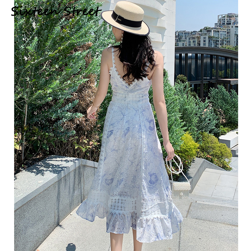 New Woman Dressed in Sleeves with Neckline v Beach Will See Casual Floral Embroidery Mid-calf Dress White Female Design Track Qydn, Blue and white
New Woman Dressed in Sleeves with Neckline v Beach Will See Casual Floral Embroidery Mid-calf Dress White Female Design Track Qydn, Blue and white