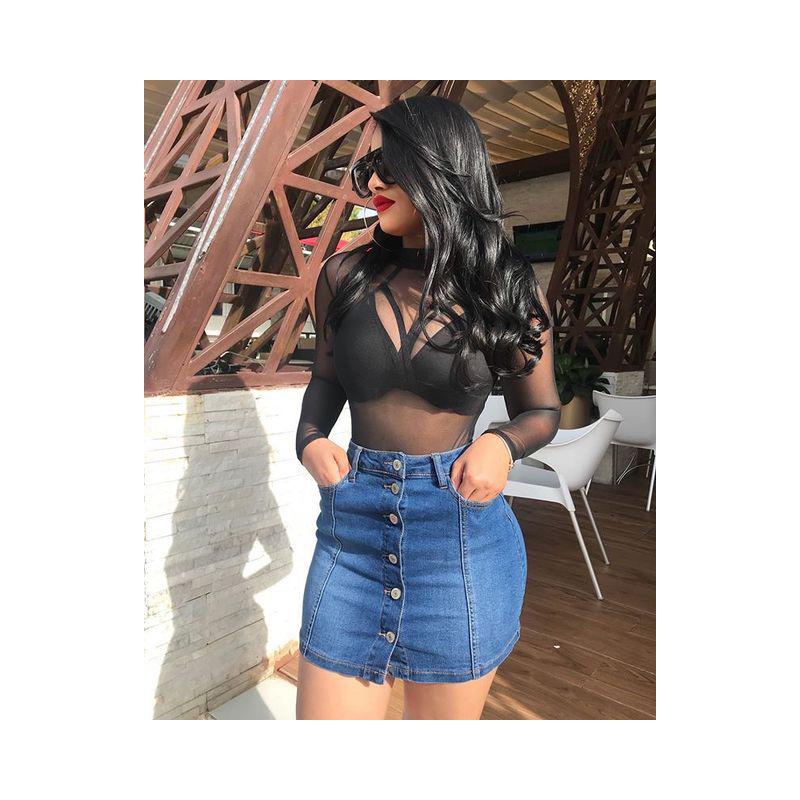 Causal Hip Button Half Length Denim Skirt Tight Slim Women Mini Skirt Explosion Summer Hot Sale New Style Women Casual, Blue
Causal Hip Button Half Length Denim Skirt Tight Slim Women Mini Skirt Explosion Summer Hot Sale New Style Women Casual, Blue