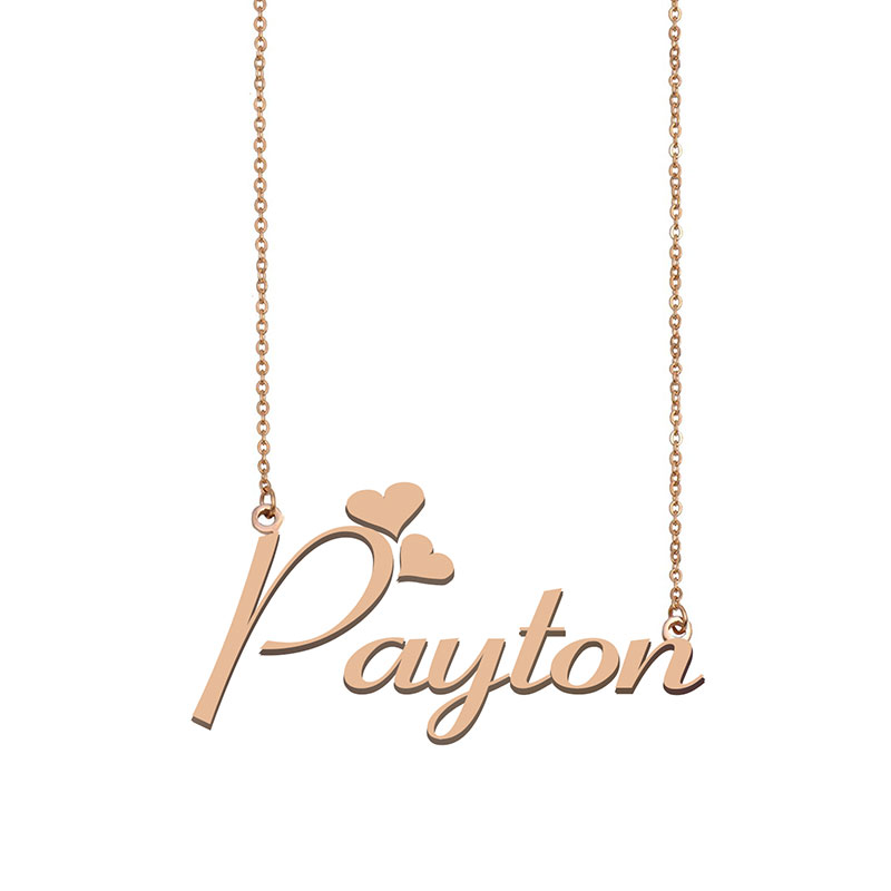 Payton Name Necklace Personalized Nameplate Pendant for Women Girls Birthday Gift Kids Best Friends Jewelry 18k Gold Plated Stainless Steel Penda