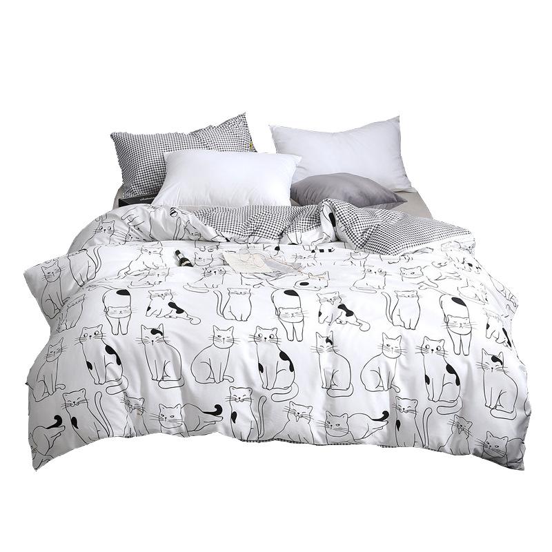 Cartoon Cat Bedding Set Cotton Kawaii Comforter Bedding Sets for Women Girl King Twin Queen Size Bed Sheets and Pillowcases от DHgate WW
