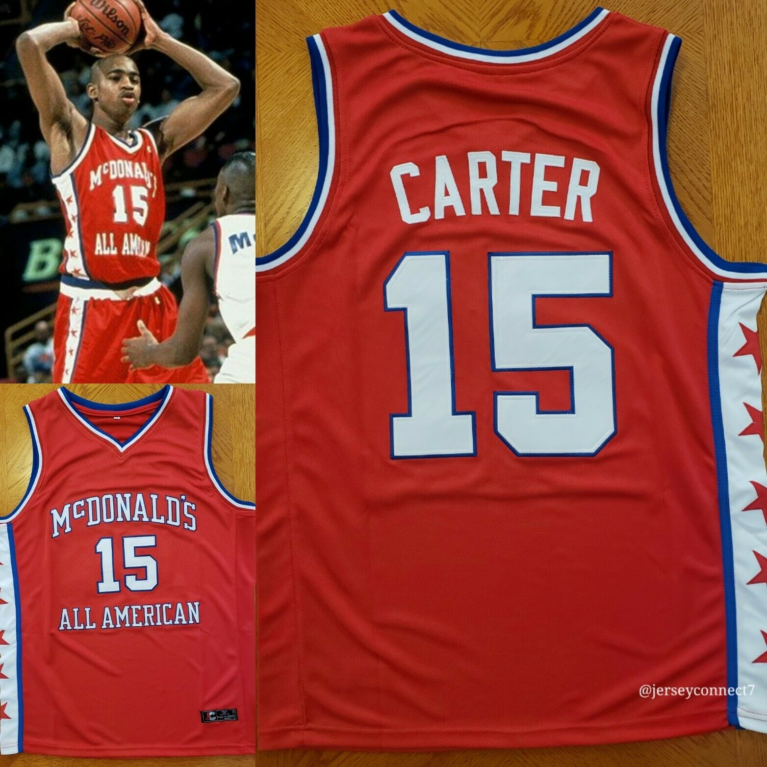 McDonald' All-American basketball jersey red #15 Vince Carter retro jersey stitched custom made size -5XL
McDonald' All-American basketball jersey red #15 Vince Carter retro jersey stitched custom made size -5XL