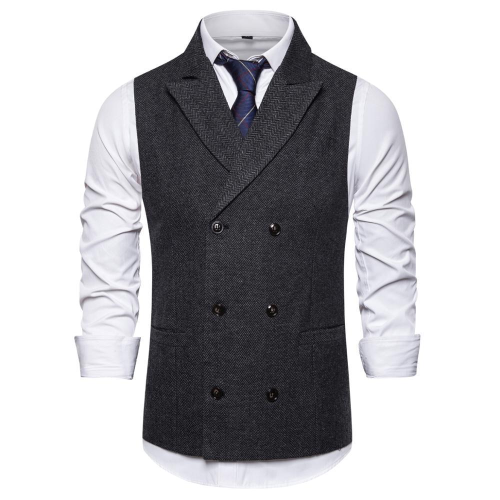 Mens Formal Double Breasted Vests Classic Suit Gilet Homme Slim Fit Coffee Waistcoat Men Marriage Chalecos Para Hombre 201106