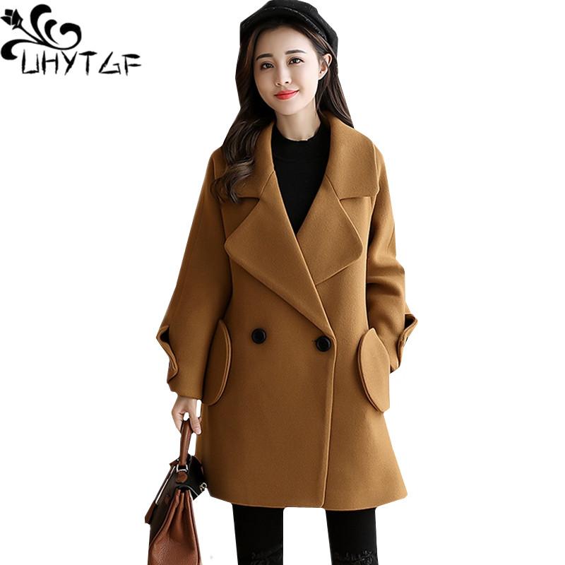 UHYTGF Autumn Winter Coat Women Plus size Wool Jcket Long sleeve double breasted Loose Woolen Outerwear Ladies High quality 844, Red
UHYTGF Autumn Winter Coat Women Plus size Wool Jcket Long sleeve double breasted Loose Woolen Outerwear Ladies High quality 844, Red