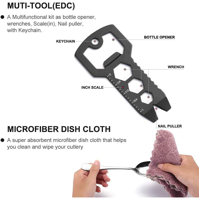 Sunhanny Dinnerware Set Travel Camping Cutlery Set Reusable Silverware with Metal Straw Spoon Fork Chopsticks and Portable Case T200430