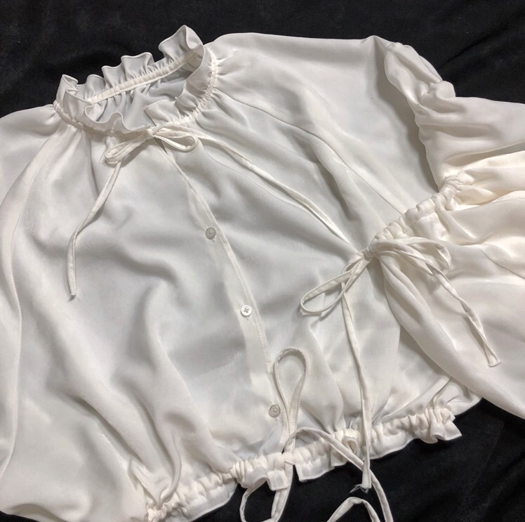 Harajuku korean Japanese style kawaii cute white lace up long sleeve shirts and lace up mini skirts women sets YQ1016 T200325