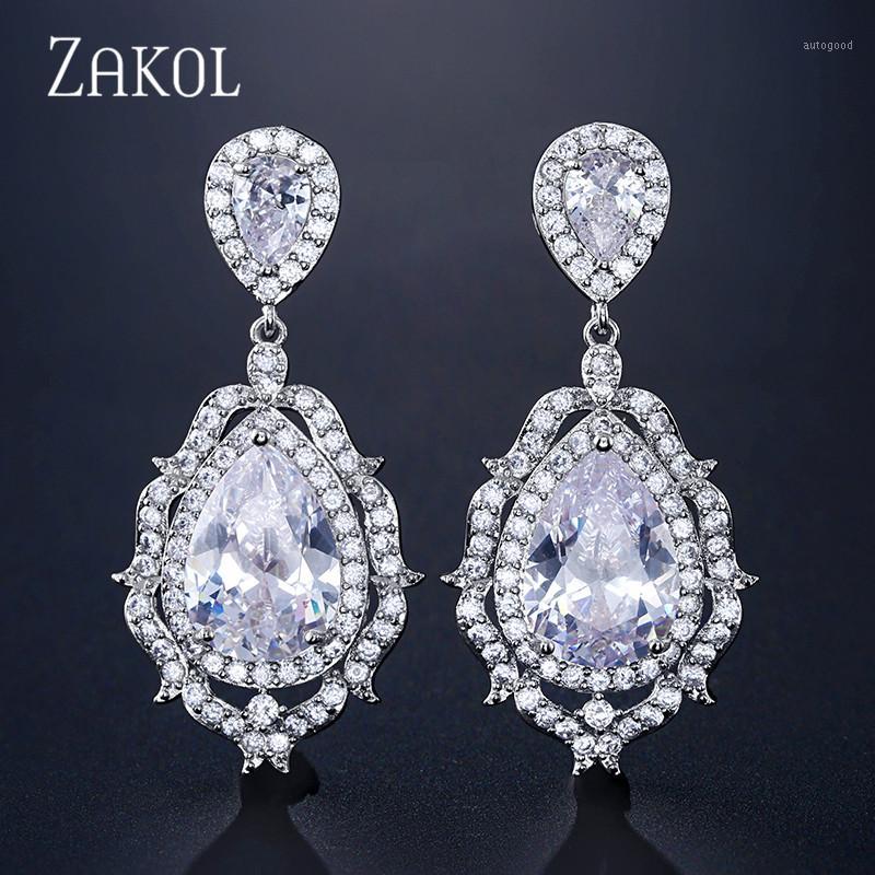 Dangle & Chandelier ZAKOL Elegant Big Water Drop Shape Cubic Zirconia Crystal Bridal Earrings Luxury Wedding Jewelry For Brides FSEP23241
Dangle & Chandelier ZAKOL Elegant Big Water Drop Shape Cubic Zirconia Crystal Bridal Earrings Luxury Wedding Jewelry For Brides FSEP23241