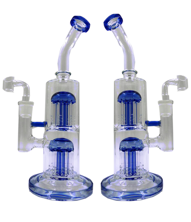 Hookahs double chamber with arm tree perc diffuser glass bongs