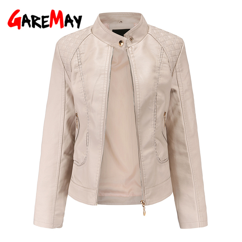 Garemay Faux Leather Jacket Women Long Sleeve Pu Autumn Winter Female Plus Size Short Leather Jacket for Women 201017