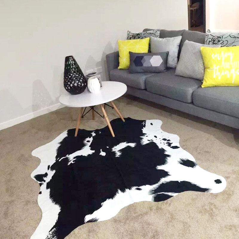 Sholisa Cowhide Rug Cow hide Carpets for living Room Bedroom Polyester Home Decorative Hand WashMorden Skin H260226
