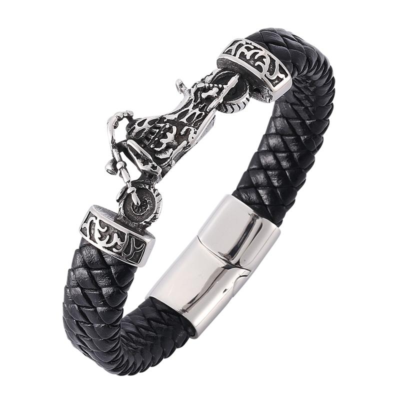Fashion Men Leather Bracelet Man Steel Motorcycle Charm Bracelet Magnetic buckle Punk male Jewelry Wrist Band Gifts BB800
Fashion Men Leather Bracelet Man Steel Motorcycle Charm Bracelet Magnetic buckle Punk male Jewelry Wrist Band Gifts BB800