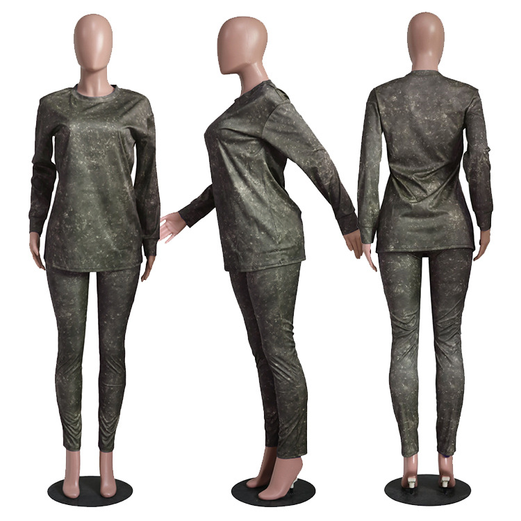 Pants Spot 2023 European and American women's fashion urban casual printed solid color suit