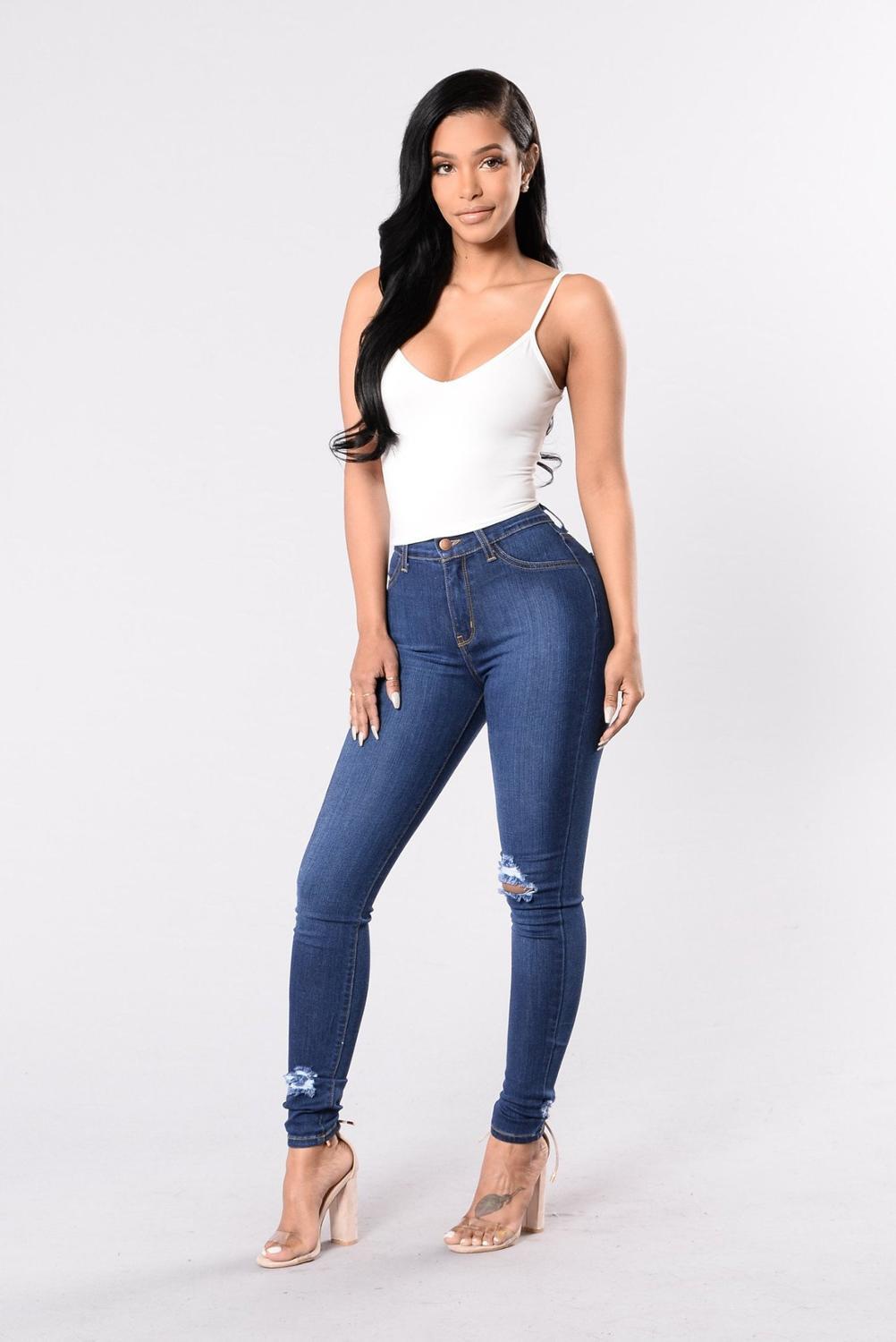 New Spring Fashion High Waist Mom Jeans Female Ripped Jeans For Women Black Denim Skinny Jeans Woman Plus Size Pencil Pants 201105