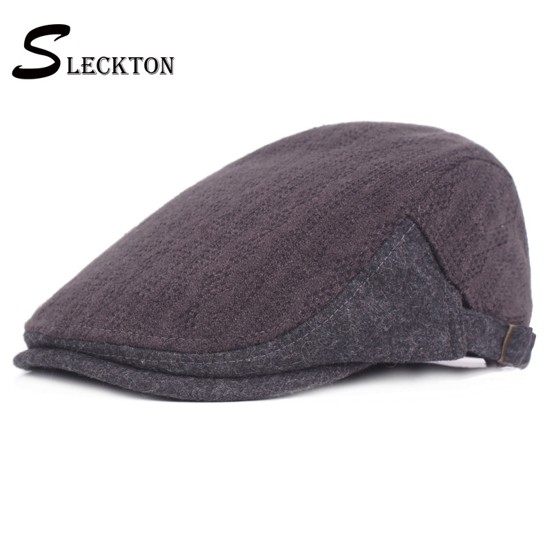 SLECKTON Fashion Flat Cap Solid Hats Berets Casual Hat Fedoras Retro Peaked Cap Newsboy French Hat Winter For Men от DHgate WW