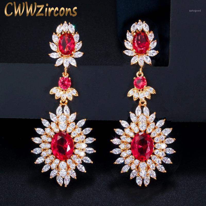 Dangle & Chandelier CWWZircons Yellow Gold Color Red CZ Crystal Vintage Ethnic Bridal Long Big Wedding Earrings Jewelry For Women CZ3011
Dangle & Chandelier CWWZircons Yellow Gold Color Red CZ Crystal Vintage Ethnic Bridal Long Big Wedding Earrings Jewelry For Women CZ3011