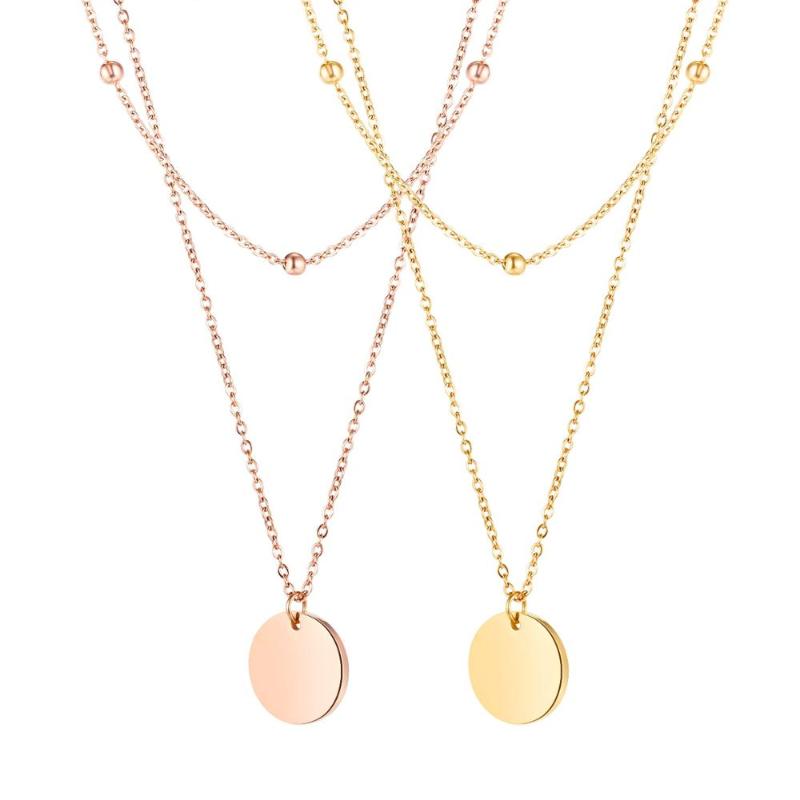 New Girls Women Double-Layered Necklaces Pendant Round Rose Gold Color Stainless Steel Chain Choker Necklace Beautiful Jewelry
New Girls Women Double-Layered Necklaces Pendant Round Rose Gold Color Stainless Steel Chain Choker Necklace Beautiful Jewelry