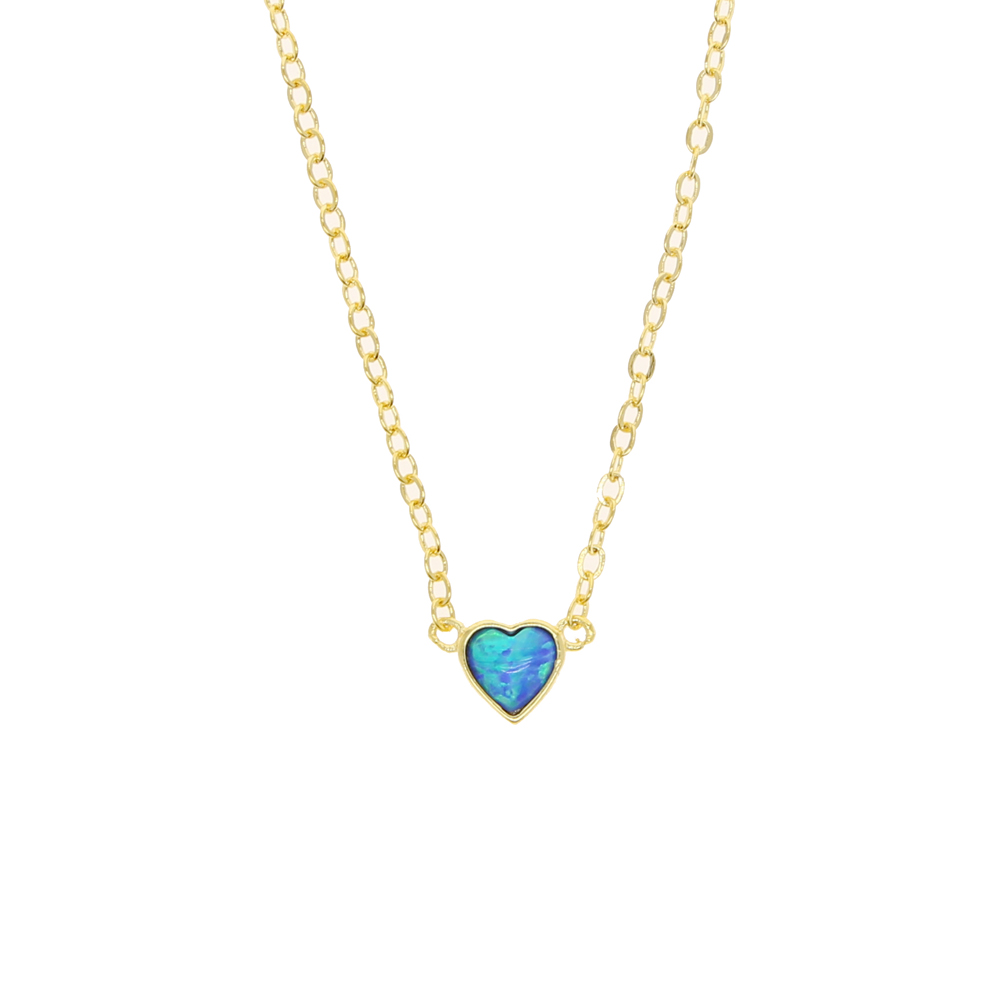 2021 high quality 5mm blue opal heart Gem pendant necklace for women girl fashion elegant lover girlfriend gift lovely necklace