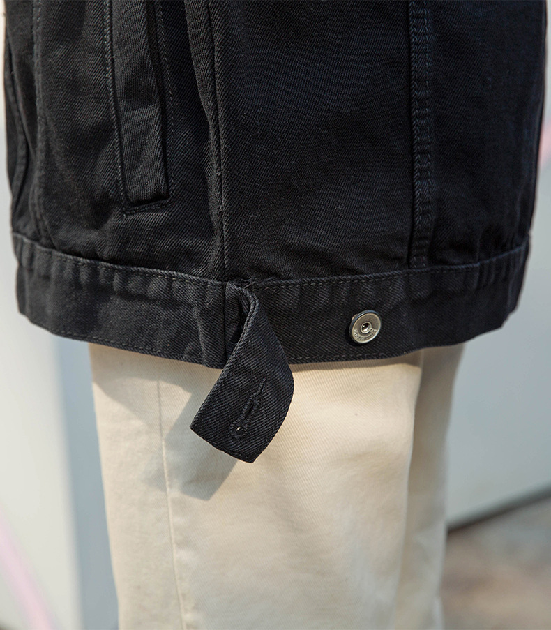 Women jeans jacket black long basical denim jacket coat single breasted Full Sleeves BF fashion loose Women Denim coats 201017