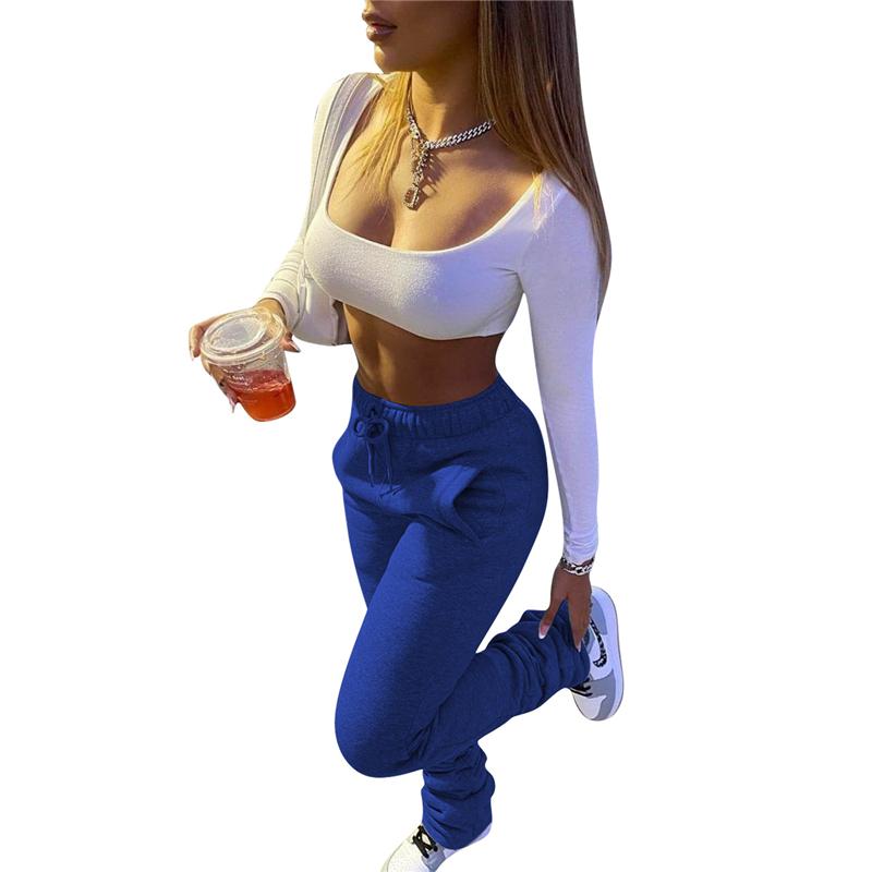 Women's Pants & Capris Grey Thick Stacked Sweatpants Street Style Leggings Joggers Women Flare Sweat Winter Warm Trousers