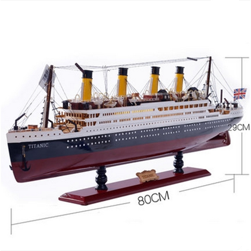 30-100CM Wooden Titanic Cruise Ship Model with LED Lights Decoration Wood Sailing Boat Craft Creative Home Living Room Decor 201210