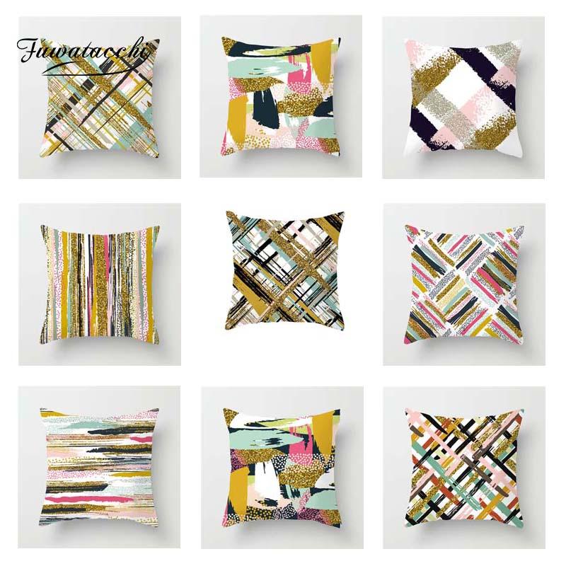 Fuwatacchi Cross Colorful Gradient Stripe Cushion Cover Gold Line Throw Pillow Cover Decorative Pillow Sofa Pillowcase, Pc03912
Fuwatacchi Cross Colorful Gradient Stripe Cushion Cover Gold Line Throw Pillow Cover Decorative Pillow Sofa Pillowcase, Pc03912