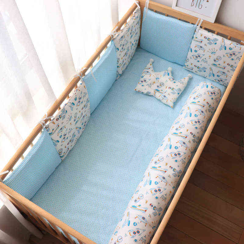 Baby Bed Bumper For borns Baby Room Decoration Thick Soft Crib Protector For Kids Cot Cushion With Cotton Cover Detachable 220209