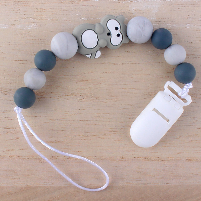 INS baby Safty Silicon Pacifier Holders Clips Candy Colors Beads Ball Design Health Care Teething Pacifier Anti-drop Chain Infant Suitable For 0-3Mont