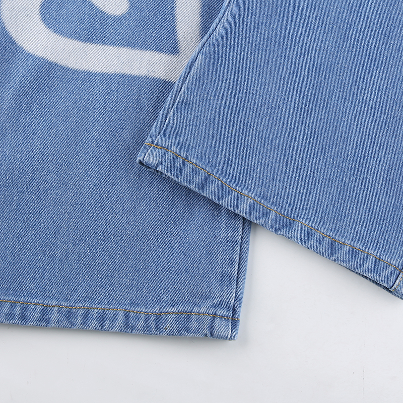 Women Causal Vintage Jeans Heart Printed Baggy Jeans Women High Waist Lady Jeans Denim Streetwear Trousers